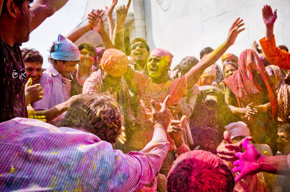 Holi Festival Party crowd, India